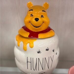 Disney Winnie the Pooh 'Hunny' Ceramic Jar in Yellow, Red & Cream